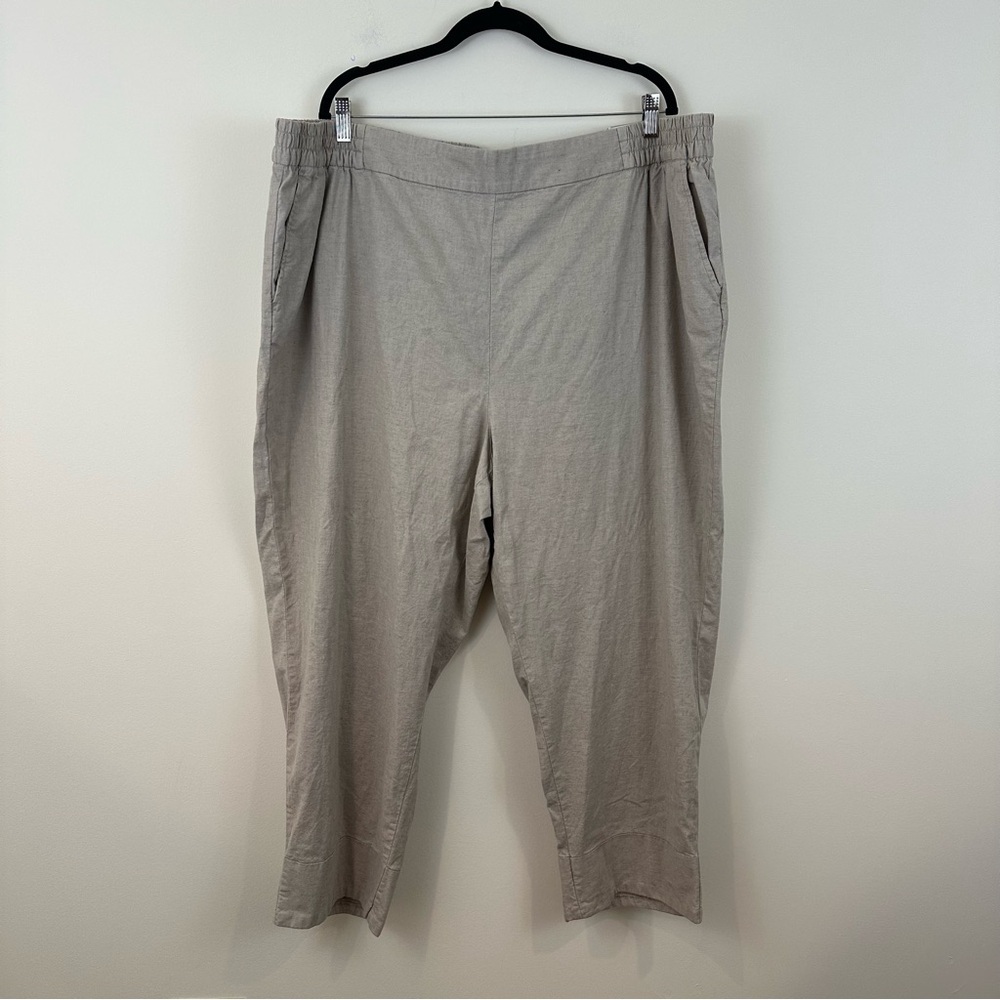 Lane Bryant Linen Blend Pants Pull On Elastic Waist Size 26 NWT